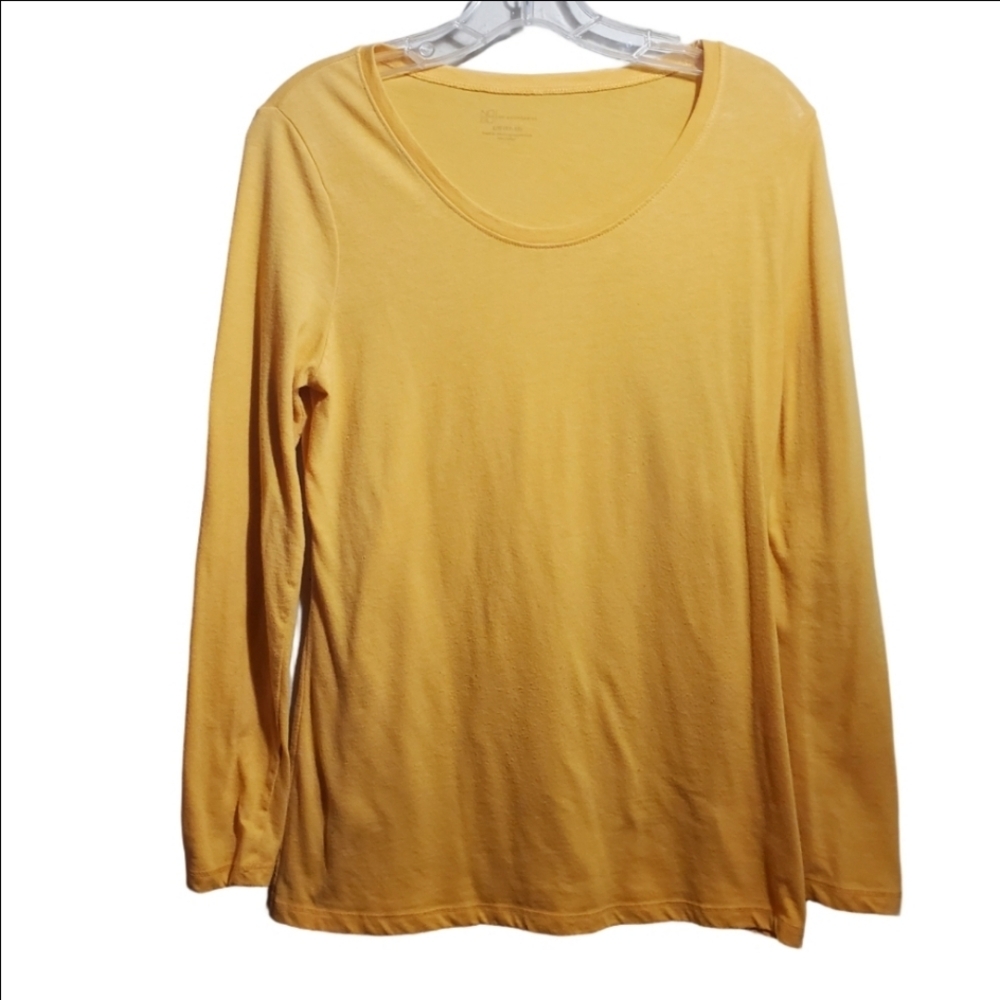 NO BOUNDARIES - NOBO Long Sleeve Yellow T-Shirt Scoop Neck Woman's Size Large